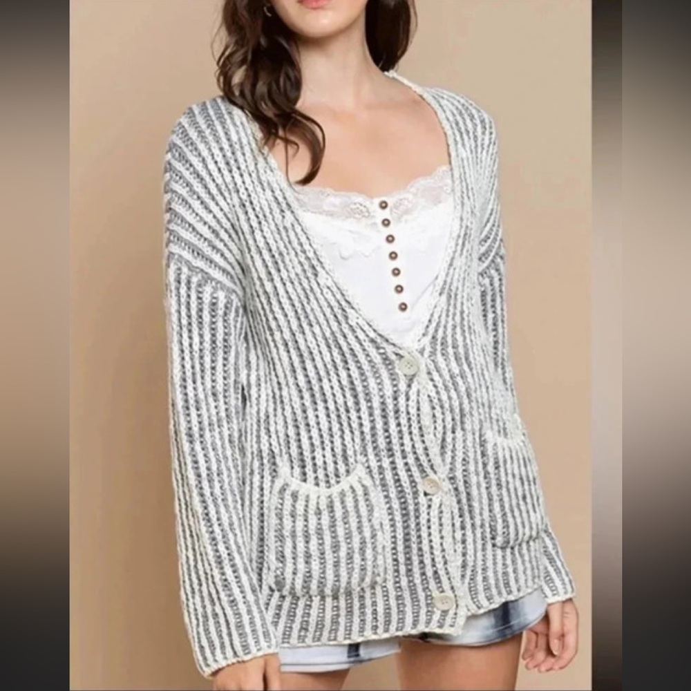 POL‎ BOHO Anthropologie OVERSIZED OPEN FRONT CARDIAN SWEATER SIZE Large EUC